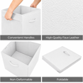 thumbnail image 5 of StorageWorks 13 Inch Cube Storage Bins, PU Leather & Hardboard, 3 Handles, Collapsible for playrooms, and bedrooms White, 4-Pack, 5 of 8