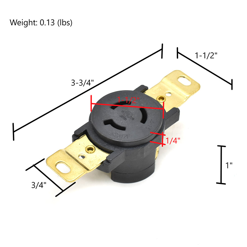 Superior Electric YGP030F Twist Lock Wall Mount Electrical Receptacle, 3P 15A 250V - NEMA L6-15R