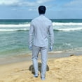 thumbnail image 6 of GrmtClth Fashion Mens Long Sleeve Henley Set Stand Collar Design Top and Elastic Waist Pants Casual Travel Leisure Outfit Sky Blue M, 6 of 6