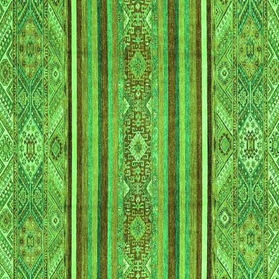 Ahgly Company Indoor Square Oriental Green Modern Area Rugs, 7' Square