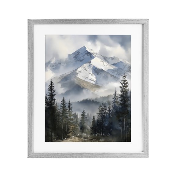 Stupell Industries Traditional Snow & Mist Alpines Gray Framed Print Under Glass, 17 x 21, by Franklyn Gregory