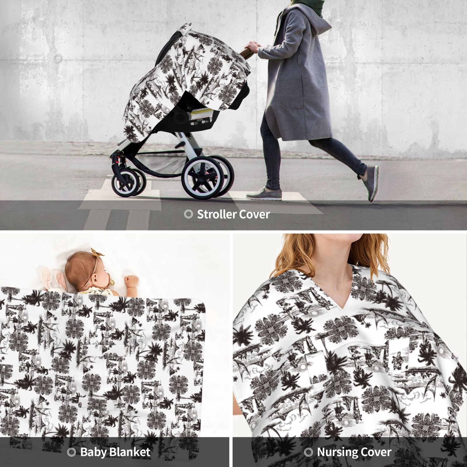 Car Seat Cover Baby - Hawaiian Style Retro Breathable Infant Car Seat Cover for Baby Carseat, Lightweight Comfort Baby Essentials Must Haves Newborn Stuff for Girl Boy
