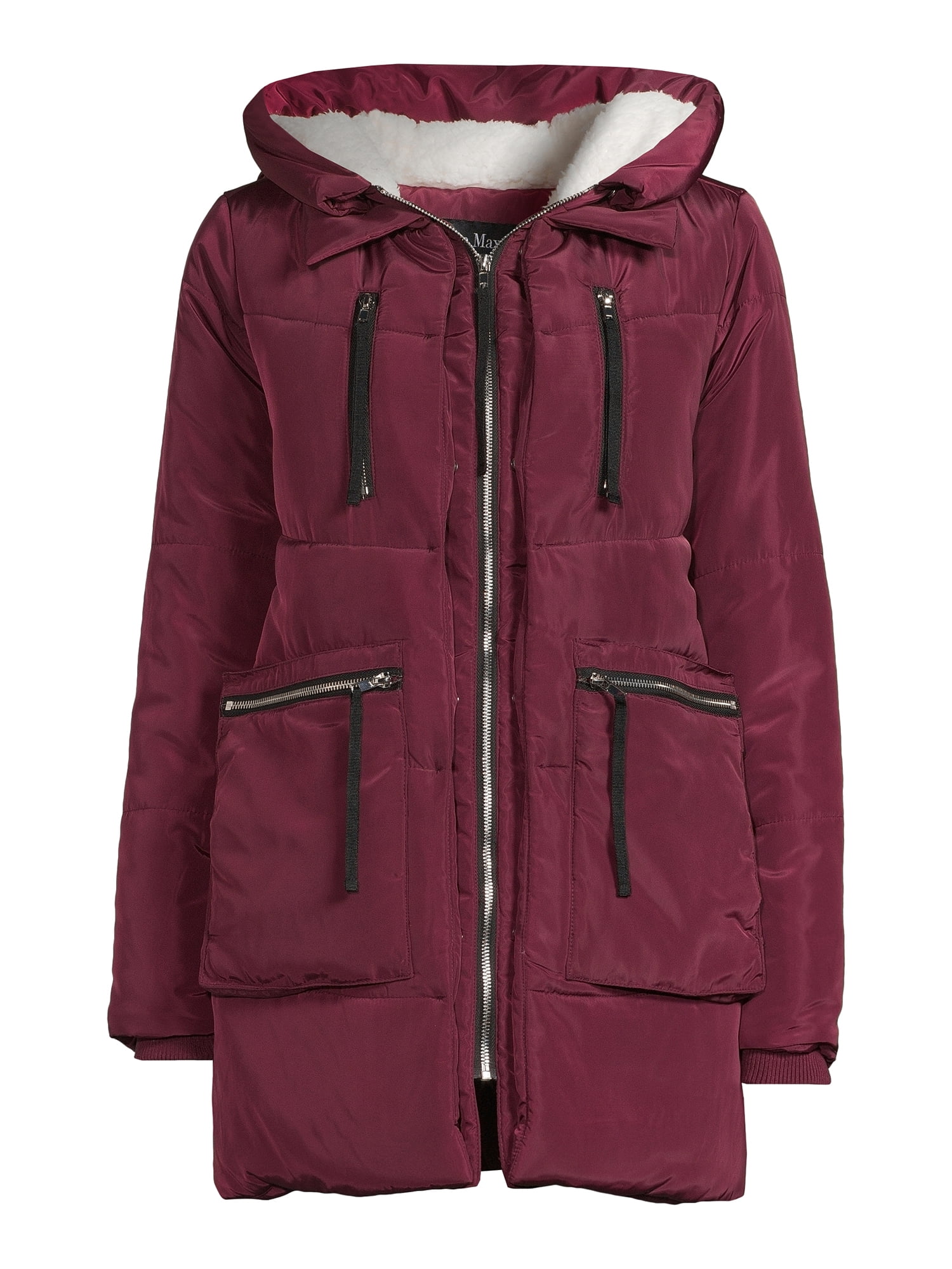 Jason Maxwell Puffer Coat - Faux Shearling Hood - Walmart.com