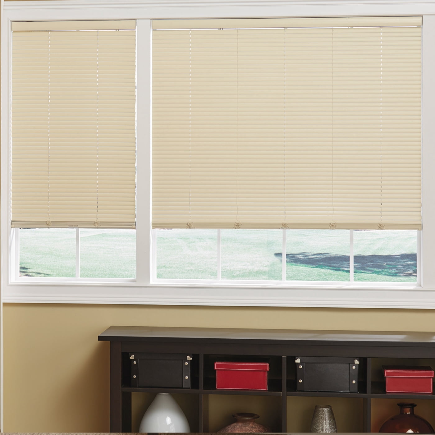 White Cordless 1 in. Duplex Room Darkening Mini Blind 28" W x 64" L