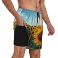 thumbnail image 3 of Goofa Sunlit Sunflower Field Printed Men's Swim Trunks Board Shorts Quick Dry Mens Swimming Trunks with Compression Liner,Breathable Fit Hawaii Beach Shorts-XX-Large, 3 of 9