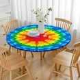 thumbnail image 3 of Colorful Rainbow Tie Dye Spiral Pattern Round Fitted Tablecloth with Elastic Edge,Dining Table Cover Waterproof,Outdoor Round Tablecloth for Camping,Dining,Indoor and Outdoor, 3 of 7