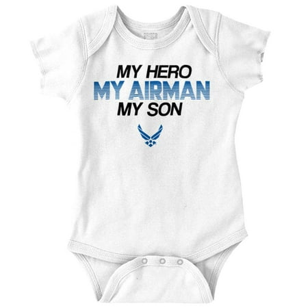 

US Airforce Hero Airman Son Romper Boys or Girls Infant Baby Brisco Brands 18M
