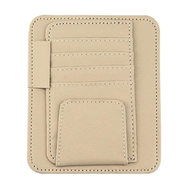 Car Sunshade Glasses Storage Clip Multifunctional Card Pack - PU Leather, Easy Install, Adjustable Holder