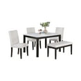 thumbnail image 2 of Aukfa 5-Piece Dining Set with 3 Chairs and Bench, Rectangular Faux Marble Table with Upholstered Seats for Kitchen or Dining Room, White/Brown, 2 of 6