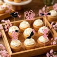 thumbnail image 4 of 12 Pcs 2026 Graduation Cake Cupcake Toppers,Glitter Grad Cap Diploma Food Appetizer Pick for Graduation Theme Party Cake Decorations Supplies,Pink, 4 of 7