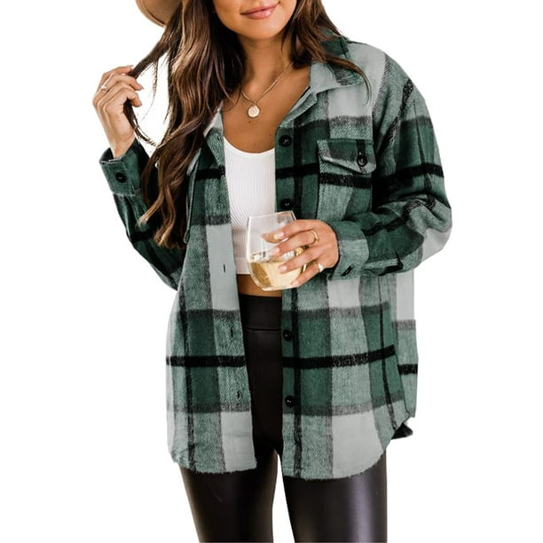 Flannel Shirts for Women Plaid Jackets Long Sleeve Shackets Womens
