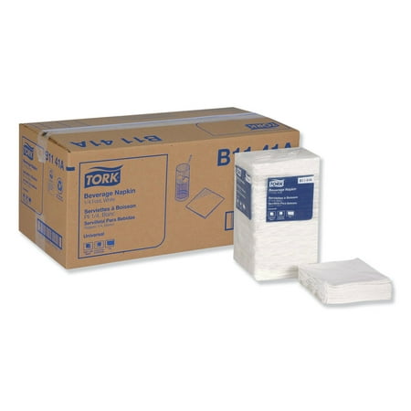 Tork B1141A 1-Ply 9.13 in. x 9.13 in. Universal Beverage Napkins - White (4000 Napkins/Carton)