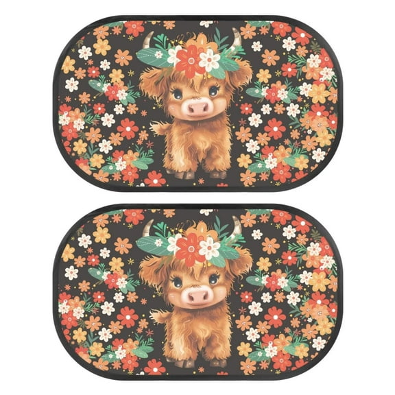 JOAIFO Highland Cow Car Window Shades for Kids, Cling Sunshade, Reusable Sun Glare and UV Rays Protection for Your Child, Baby Side Window Car Sun Shades, Blocks Over 98% of Harmful UV Rays