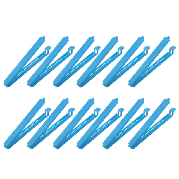 Clips de sellado de 6.3 pulgadas, paquete de 10, sellador de bolsa reutilizable de plástico para almacenamiento de alimentos, azul