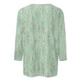 thumbnail image 5 of Plus Size Tops for Women 3/4 Sleeve Round Neck Casual Print T-shirt Green 2XL, 5 of 5