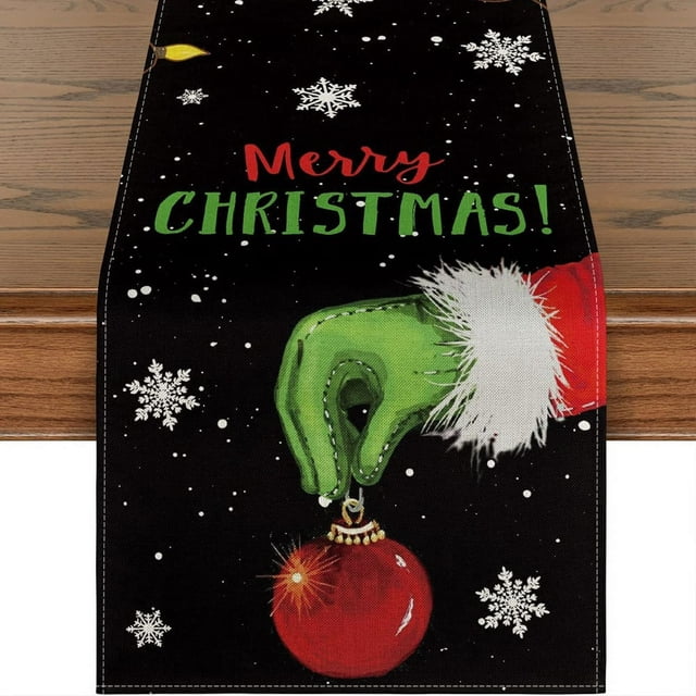 Christmas Table Runner Tree Snowman Home Kitchen Dining Table Decoration Noel Gift Linen Tablecloth