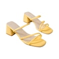 thumbnail image 4 of pwidon Women's Block Heel Slide Sandals Square Open Toe Multi Thin Strap Slip On Dress Casual Mules Yellow 8, 4 of 5