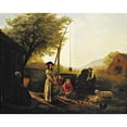 thumbnail image 3 of Jerome Thompson 24x20 Black Modern Framed Museum Art Print Titled - Spring Morning by the Kitchen Door, Preparing for Market (1854), 3 of 5