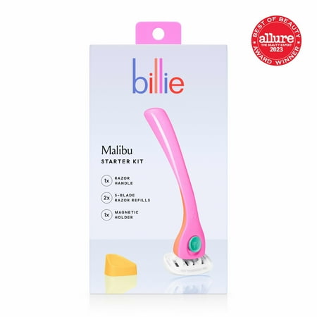 Billie Women’s Razor Kit, 1 Handle + 2 x 5-Blade Refills + Magnetic Holder, Malibu Color