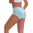 thumbnail image 3 of INSPIRE CHIC Women's Mid-Waisted Modal Plus Size Underwear Solid Cotton Full Coverage Briefs 2 Packs S 1 Light Blue 1 Khaki, 3 of 4