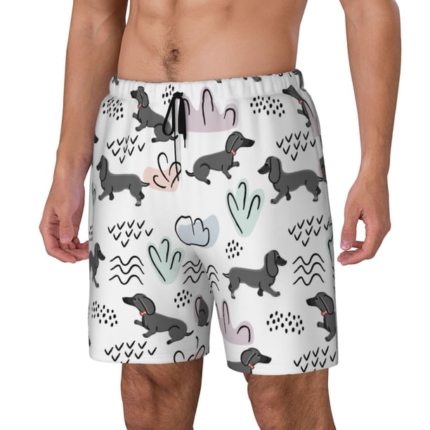 Balery Dachshund Dog Puppy Bañador para hombre, shorts de playa de secado rápido con entrepierna y forro de compresión-3X-Large
