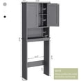 thumbnail image 2 of Over The Toilet Storage Cabinet, Bathroom Storage Organizer Over Toilet, Space Saver W/Adjustable Shelf & Open Storage Shelf, Gray, 2 of 14