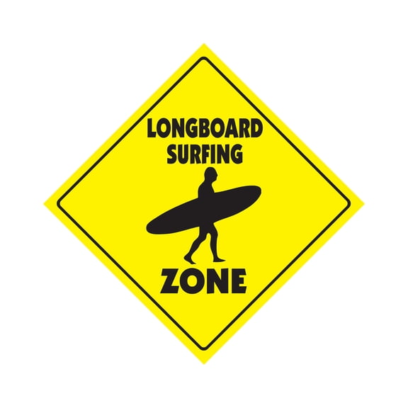 Longboard Surfing Crossing Sign Zone Xing | Indoor/Outdoor | 20" Tall long board surf wax leash