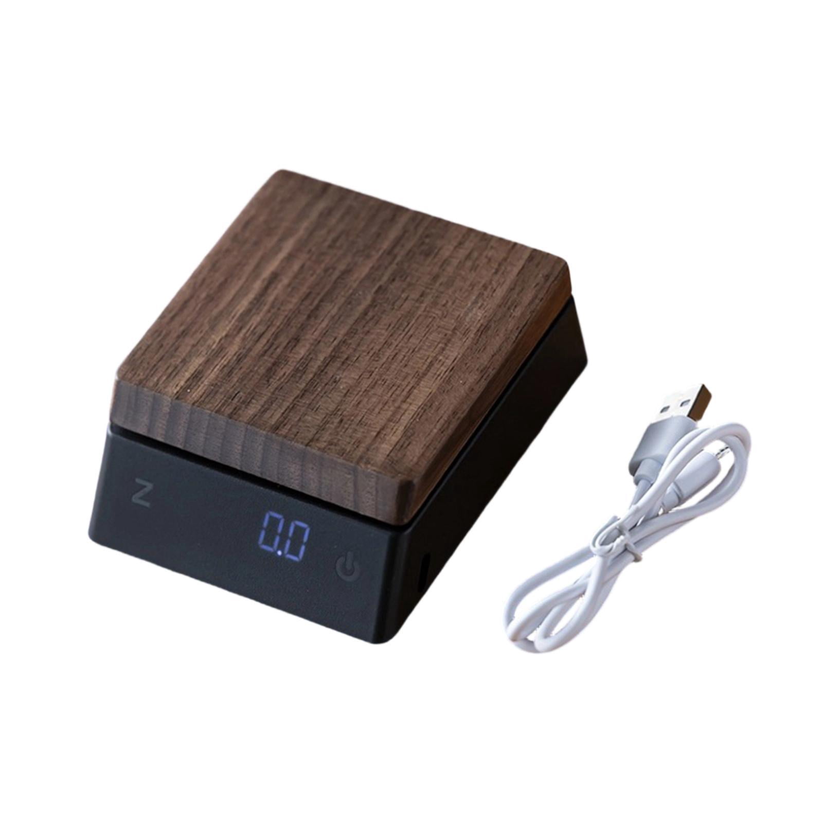 Fiocias Digital Coffee Scale High Precision Wood Compact Kitchen Weighing for Coffee and Black