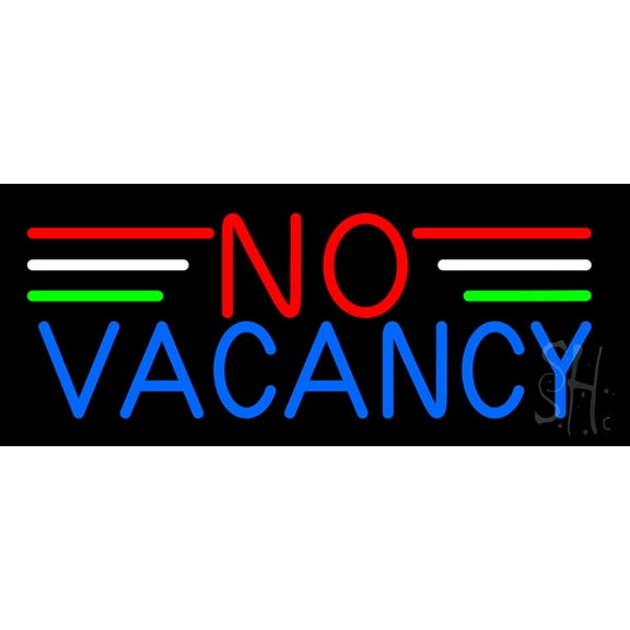No Vacancy LED Neon Sign 10 x 24 - inches, Black Square Cut Acrylic Backing, with Dimmer - Bright and Premium built indoor LED Neon Sign for Defence Force.