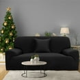 thumbnail image 3 of PiccoCasa Thick Stretch Sofa Cover 4 Seater Solid Couch Cover, Black, 3 of 7
