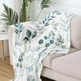 thumbnail image 5 of Sage Green Throw Blanket, Spring Throw Blanket for Couch Bed, Eucalyptus Leaves Floral Fleece Blanket, Camping Throw Blanket, Lightweight Soft Warm Cozy Blanket Plush Travel Throws ​Blankets,50"x40", 5 of 6