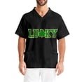 thumbnail image 3 of Men's Casual Short-Sleeved V-Neck Printed Front Pocket Top Green D 3XL, 3 of 6
