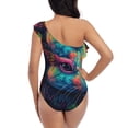 thumbnail image 5 of Pofeuu Colorful Patterned Rabbit Print Women's One Piece Swimsuits One Shoulder Swimwear Asymmetric Ruffle Monokinis Bathing Suits-Large, 5 of 6