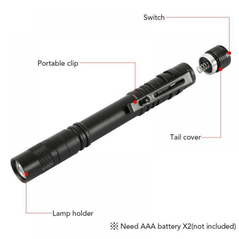 LÁMPARA LUZ Mini Led Pocket Pen Light Linterna Impermeable Médico Enfermera  Penlight Camping Perro Paseo Incluye Batería 2xAAA 250 LUMEN