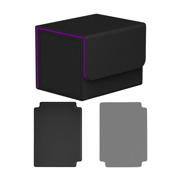 Caja de almacenamiento para baraja de cartas, organizador con cierre magnético para dados, funda para tarjetas Negro Púrpura
