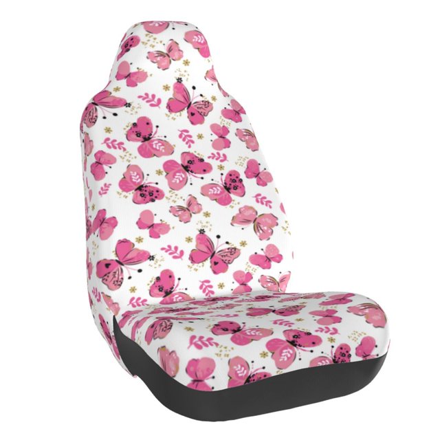 Wukai Girl Butterfly Full Set Car Seat Covers with Soft Padding Universal Auto Front Seats Protector and Cushion Mat