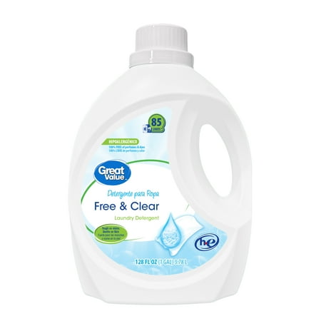 Great Value Laundry Detergent Free & Clear 128 fl oz