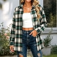 thumbnail image 2 of Axiiglly Plaid Flannel Shirts for Women, Casual Long Sleeve Lapel Button Down Shirts, Fitted Women's Plus Size Business Work Tops, Green Size S-2XL, 2 of 7