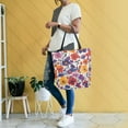 thumbnail image 4 of FORMRS Womens Canvas Tote Bag with Zipper Inner Pocket Shoulder Handbag, Colorful Flowers Pattern, 4 of 7