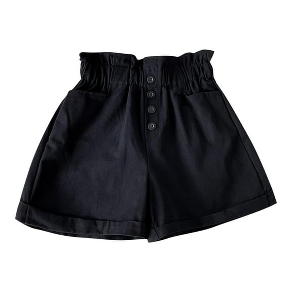 OGLCCG Girls Casual Cotton Shorts High Waist Baggy Trendy Summer Short Pants Solid Color Wide Leg Shorts with Pockets Size 3-13 Years