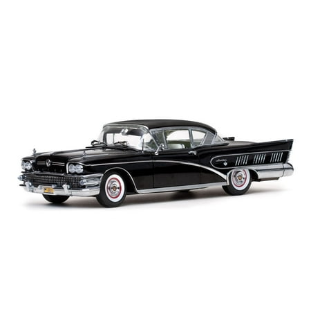 - 1958 Buick Limited Riviera Coupe Black Charcoal Platimun Series 1/18 Diecast Model Car by Sunstar