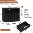 thumbnail image 2 of 31" Wide Fluted Nightstand with Charging Station Modern Wood Bedside Table with 2 Drawers and Open Shelf, Mid Century End Table for Bedroom, Black, 2 of 10