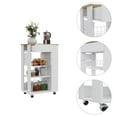 thumbnail image 4 of Depot E-Shop Rosemont Kitchen Cart With 2 Shelves, Casters, Basket Rack, And Drawer, White/ Light Oak, 4 of 5