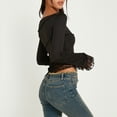 thumbnail image 3 of SNKSDGM Women's Plus Casual Easter Shirts for Women off The Shoulder Tops for Women Loose Long Sleeve Women's Fashion Slim fit Lace Panel Long Sleeve T Shirt Top Womens Short Sleeve Tops White, 3 of 8