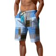 thumbnail image 2 of Men's Shorts Summer Shorts Casual Shorts Pocket Drawstring Elastic Waist Graphic Color Block Geometric Pattern Breathable Soft Short Men's Swimwear Sky Blue L, 2 of 4