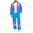 thumbnail image 4 of BELTNOV Men's 2 Piece Sets 80s 90s Tracksuit Long Sleeve Jacket with Elastic Waist Pants Set for Daily Wear Blue, 4 of 7