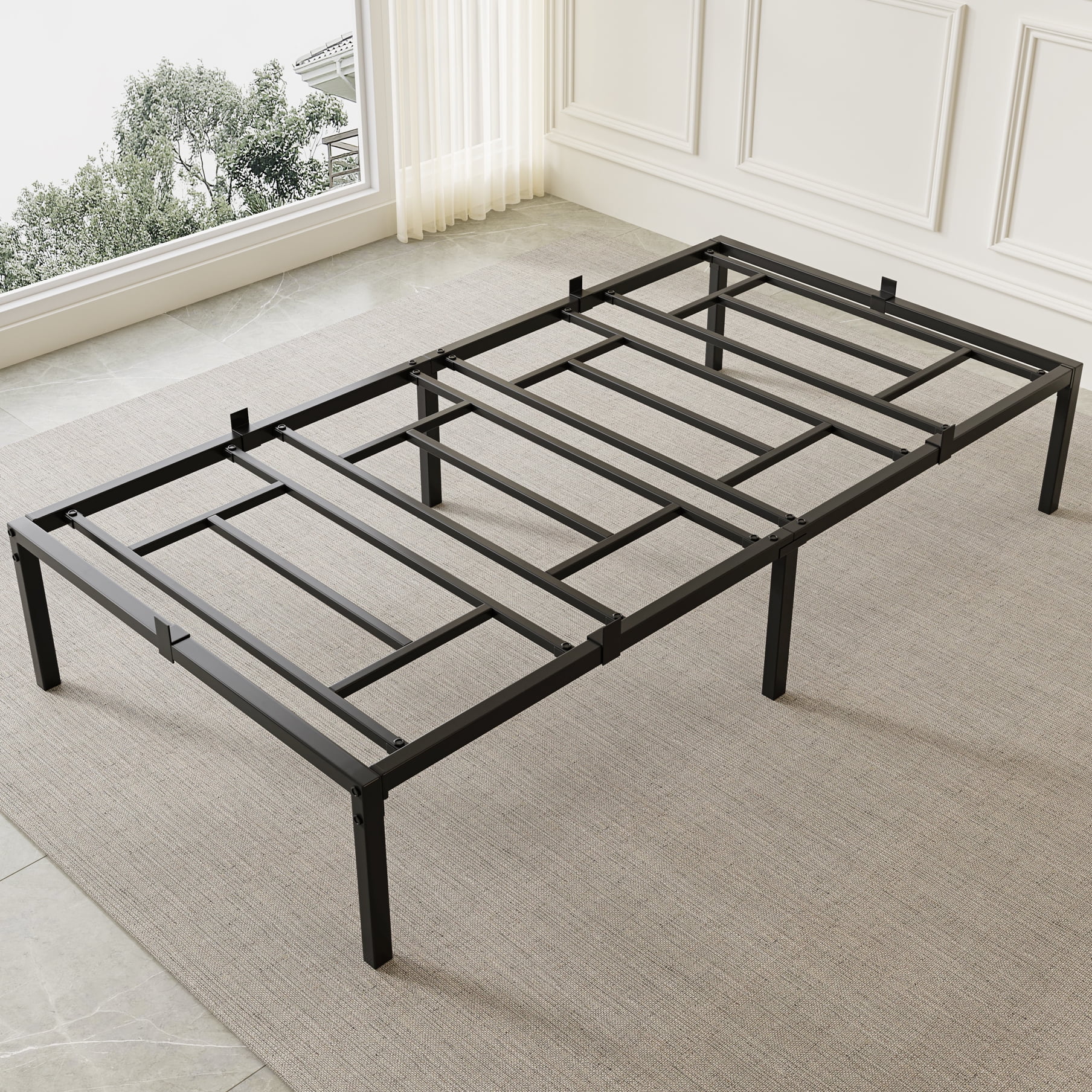 14 High Metal Platform Bed Frame Twin, Twin Bed Without Box Spring