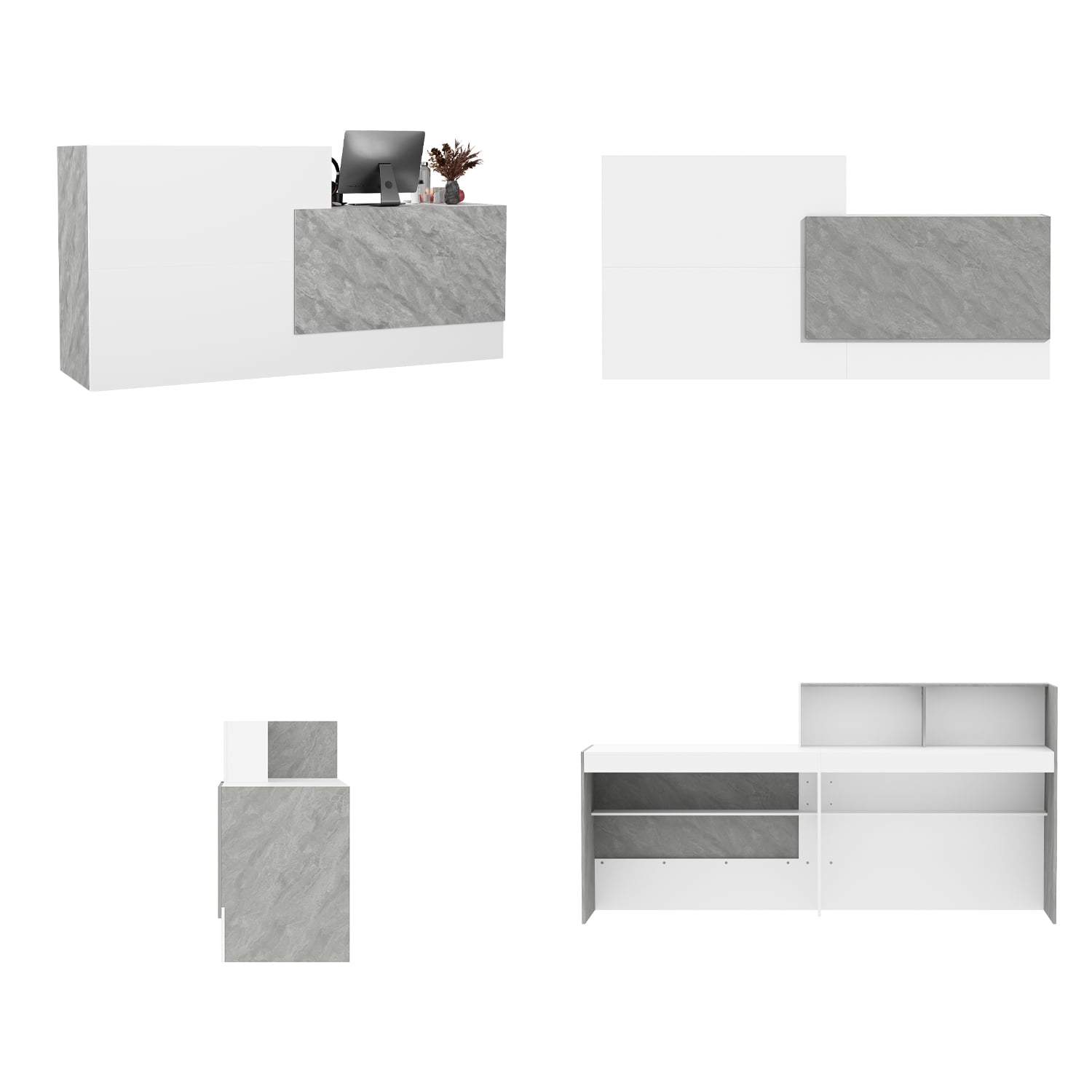 KULAGAGA Reception Desk with Counter, 86.6 inch Wide Front Desk Modern Reception Room Table, Checkout Counter Table, Salon Reception with Stone Pattern Decor