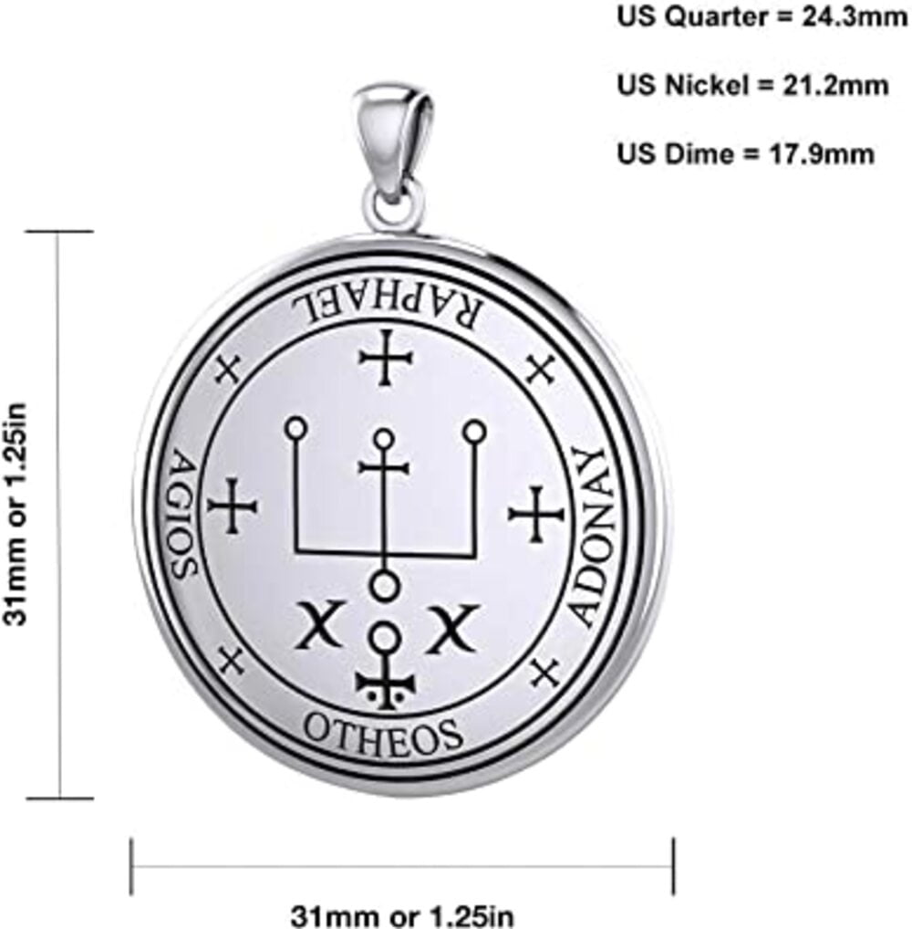 925 Sterling Silver Archangel Raphael Sigil Magic Amulet Medal 