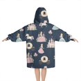 thumbnail image 2 of Dark Blue Princess Unicorn Pattern Blanket Hoodies for Kids 6-13YR Oversize Wearable Blanket Hoodies for Boys Girls Teens, 2 of 7